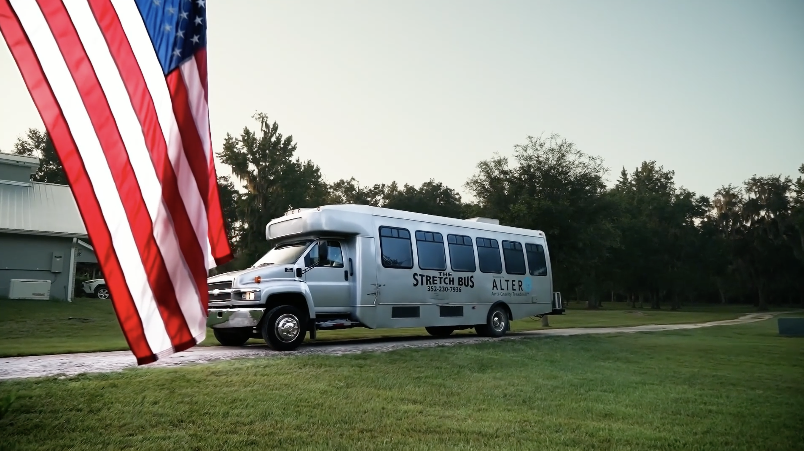 World of Motion mobile recovery unit parked at a barn in Marion County, Florida