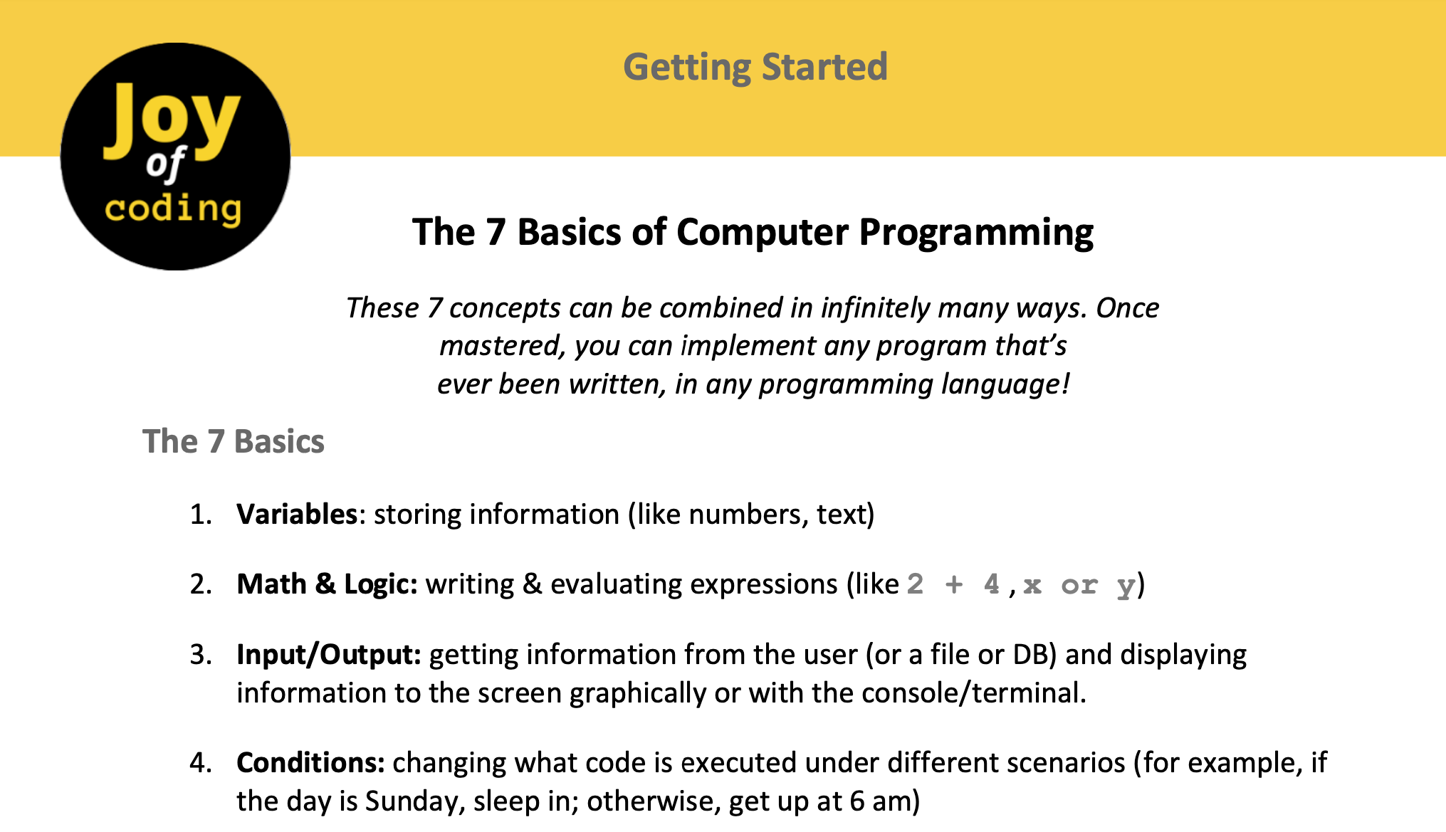 The 7 Basics of Computer Programming -- in ANY Language