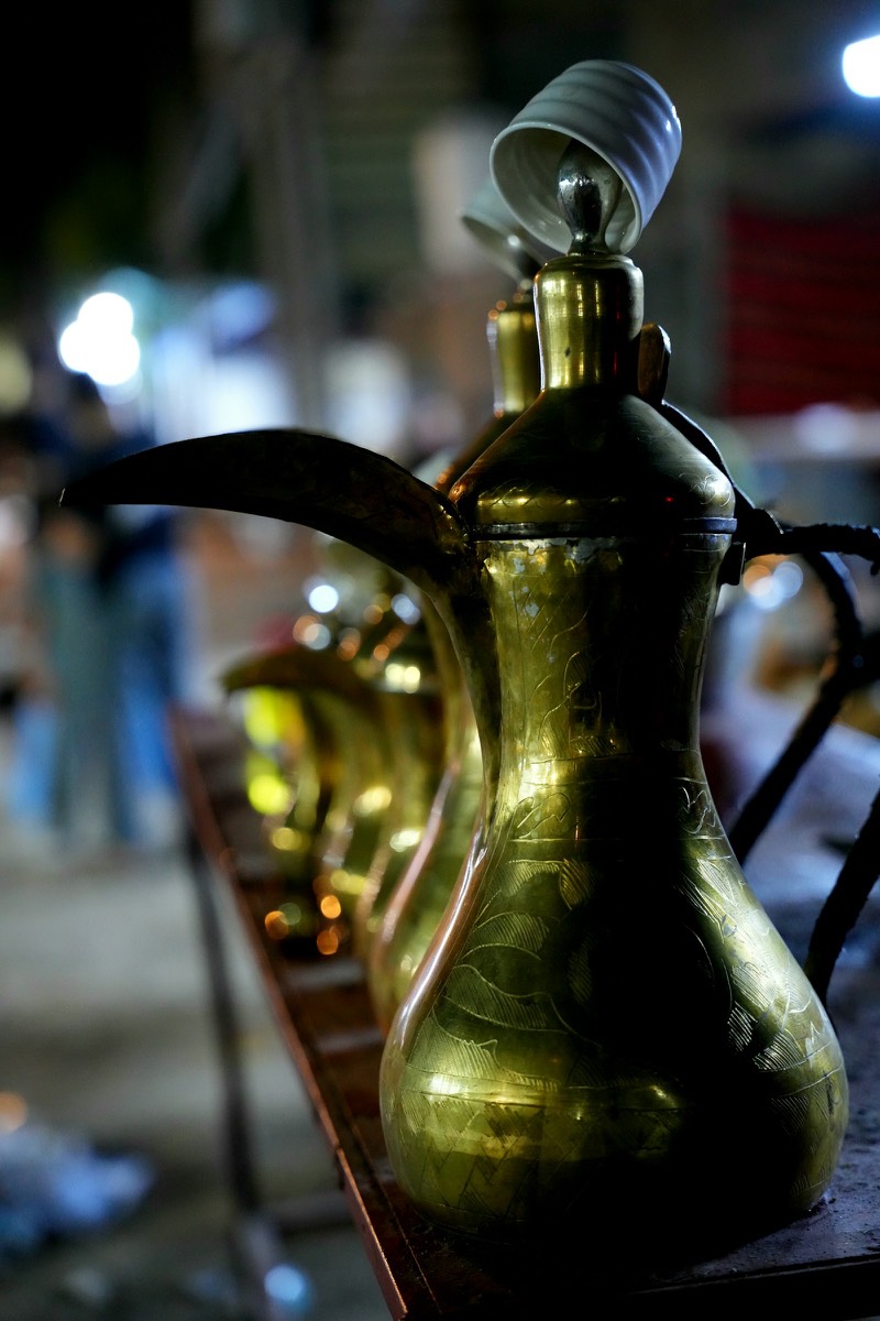 A brass dallah coffee pot