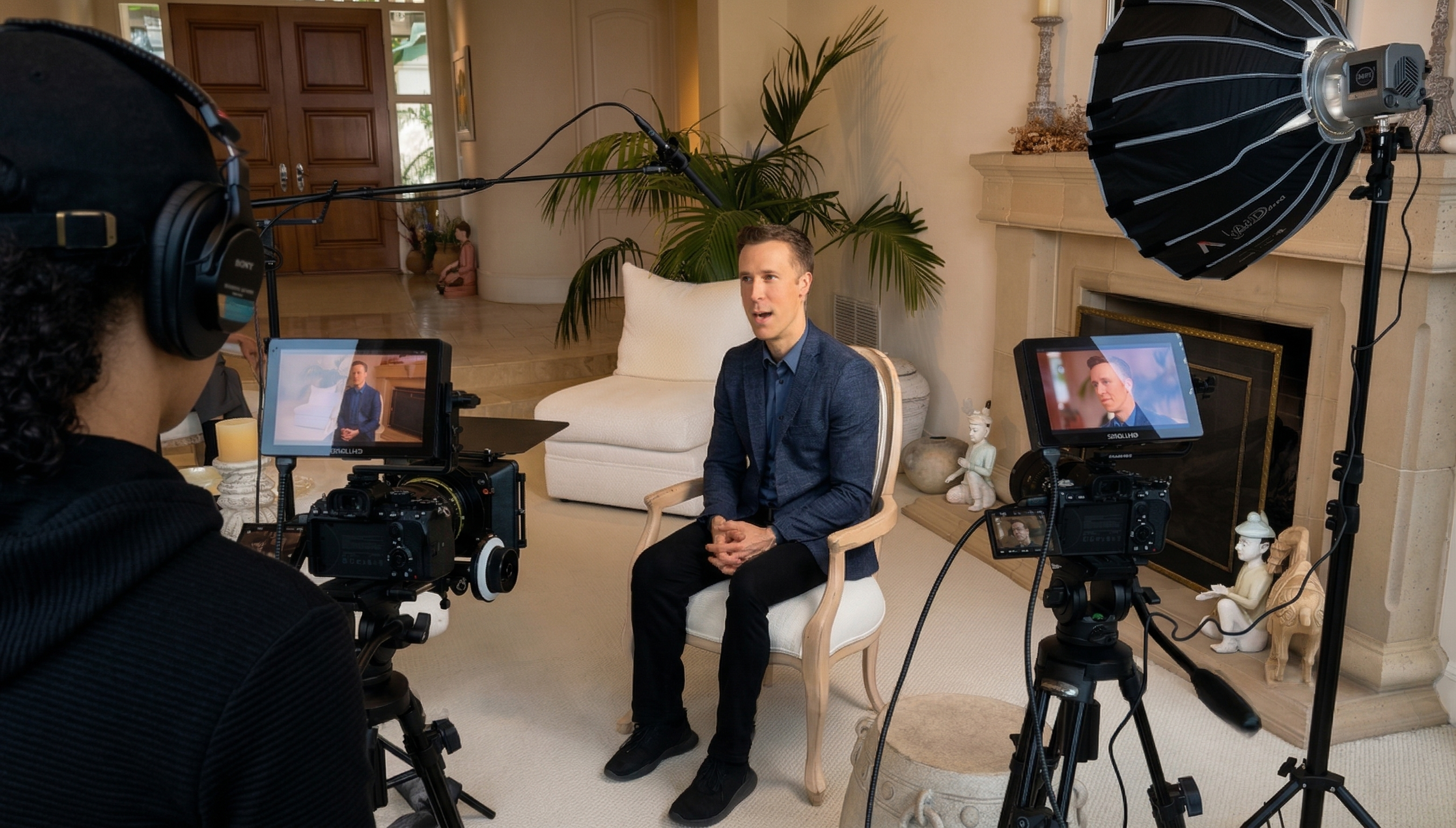 Full cinematic interview setup — the Signature Film experience