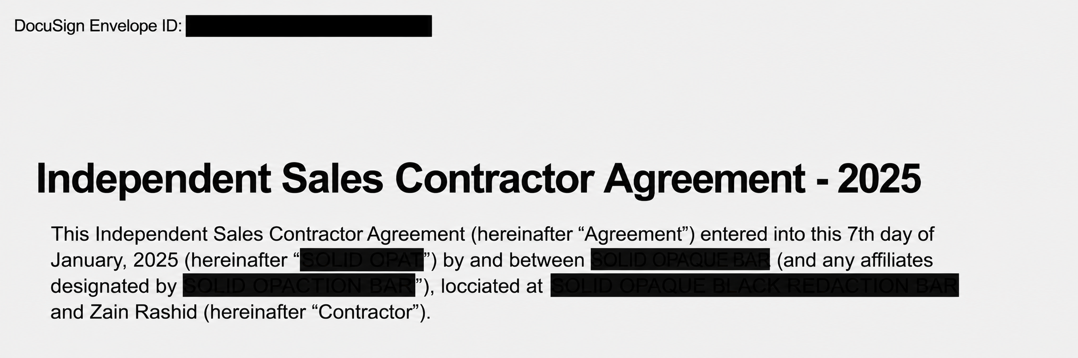 Zain — Independent Sales Contractor Agreement