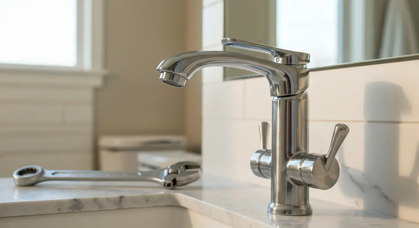 Faucet installation in bathroom