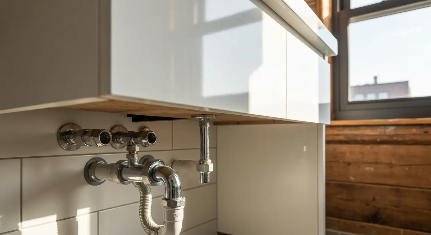 Plumbing connection work for bathroom vanity