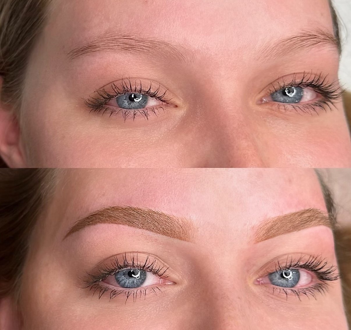 Ombré brow tattoo before and after