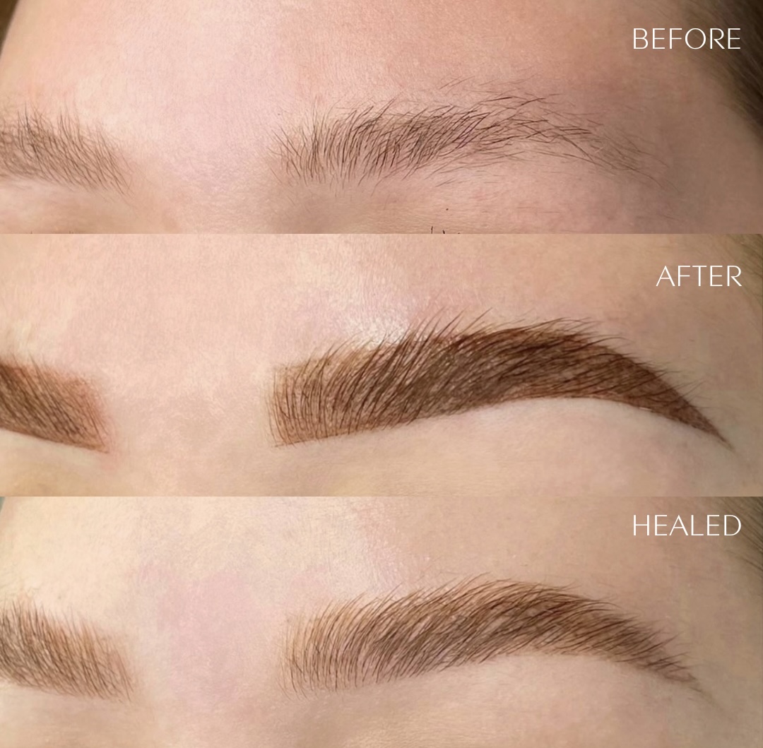 Ombré brow tattoo before and after