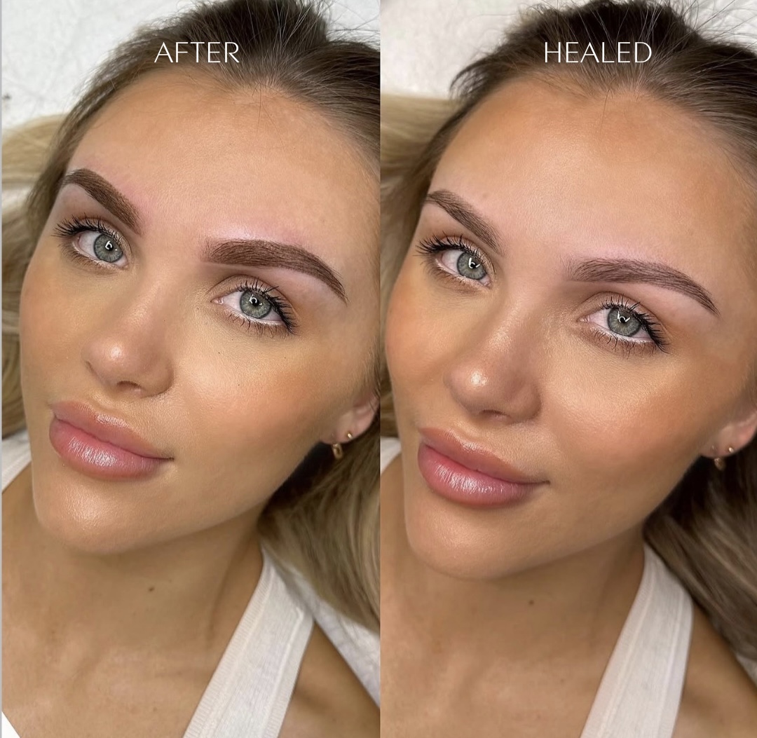 Ombré brow tattoo before and after