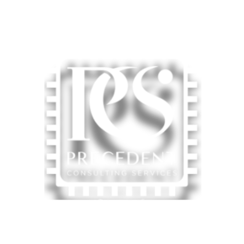 Precedent Consulting Services logo, showcasing a modern and sleek design with interconnected lines resembling a microchip, symbolizing the innovative AI-driven solutions provided by the company.