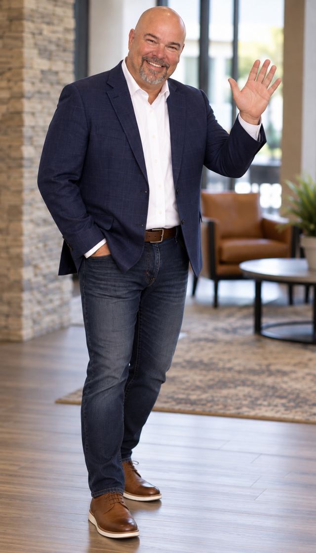 Jeff Monette smiling and waving hello