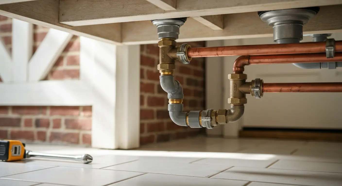 Emergency plumbing repair in progress