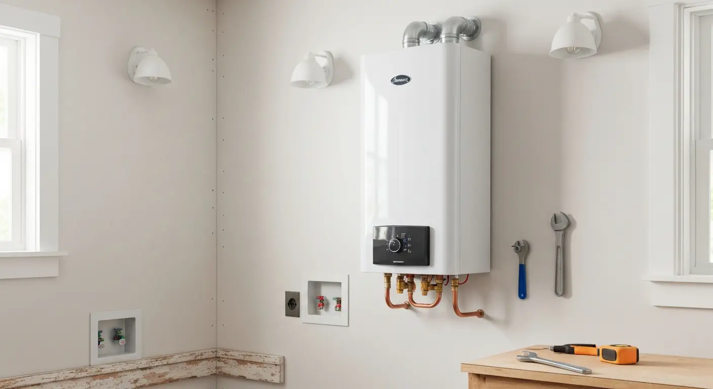 Residential tankless water heater installation