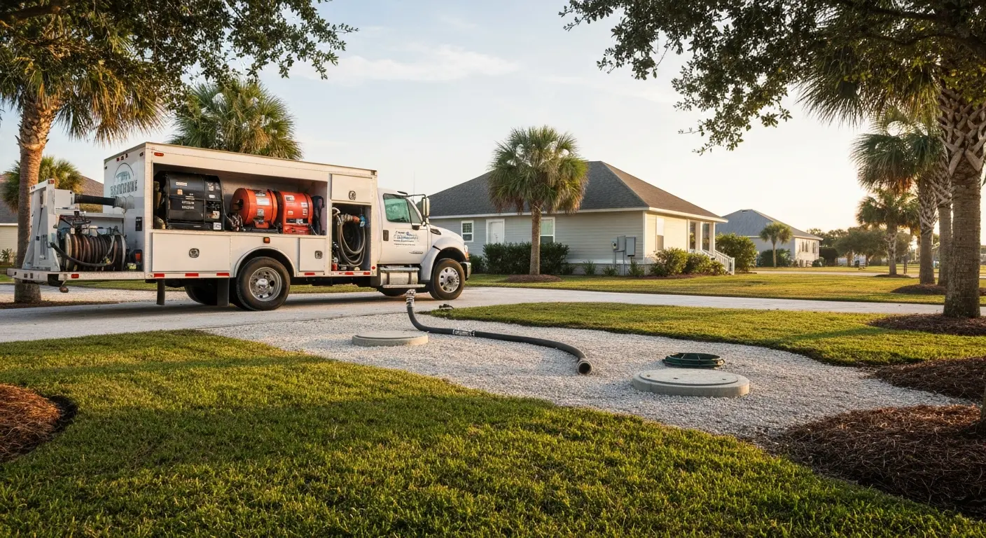 Septic tank service truck