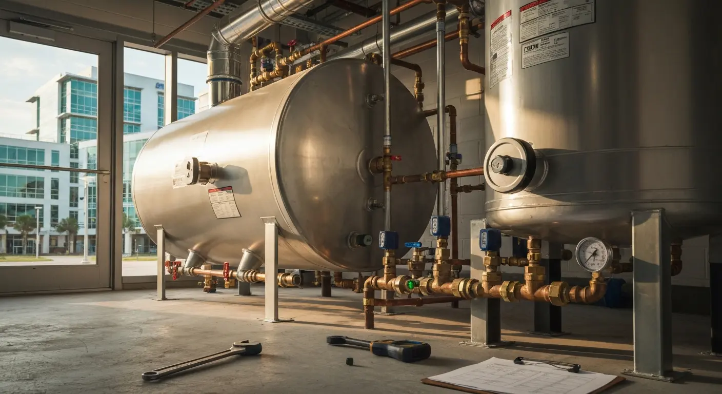 Commercial water heater installation