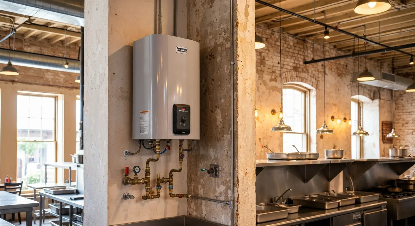 Commercial tankless water heater for business