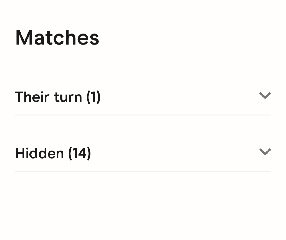 Current Hinge matches inbox showing 15 matches