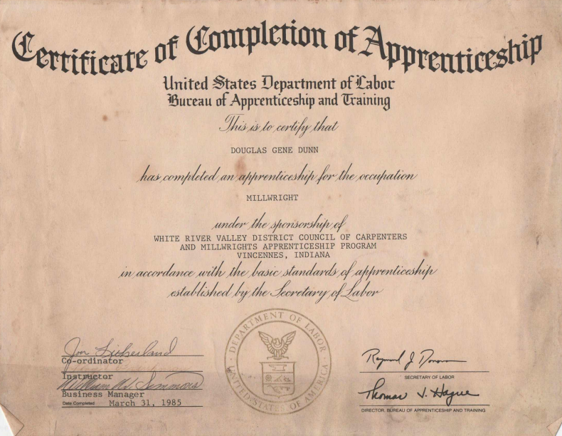 Hydraulics Dunn Right professional credential document