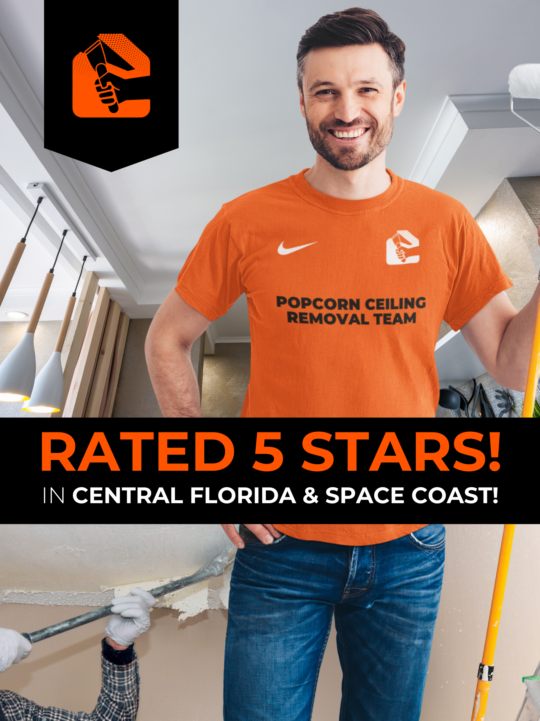 Expert popcorn ceiling removal in Jacksonville with smooth, knockdown, and tongue-and-groove finishes.