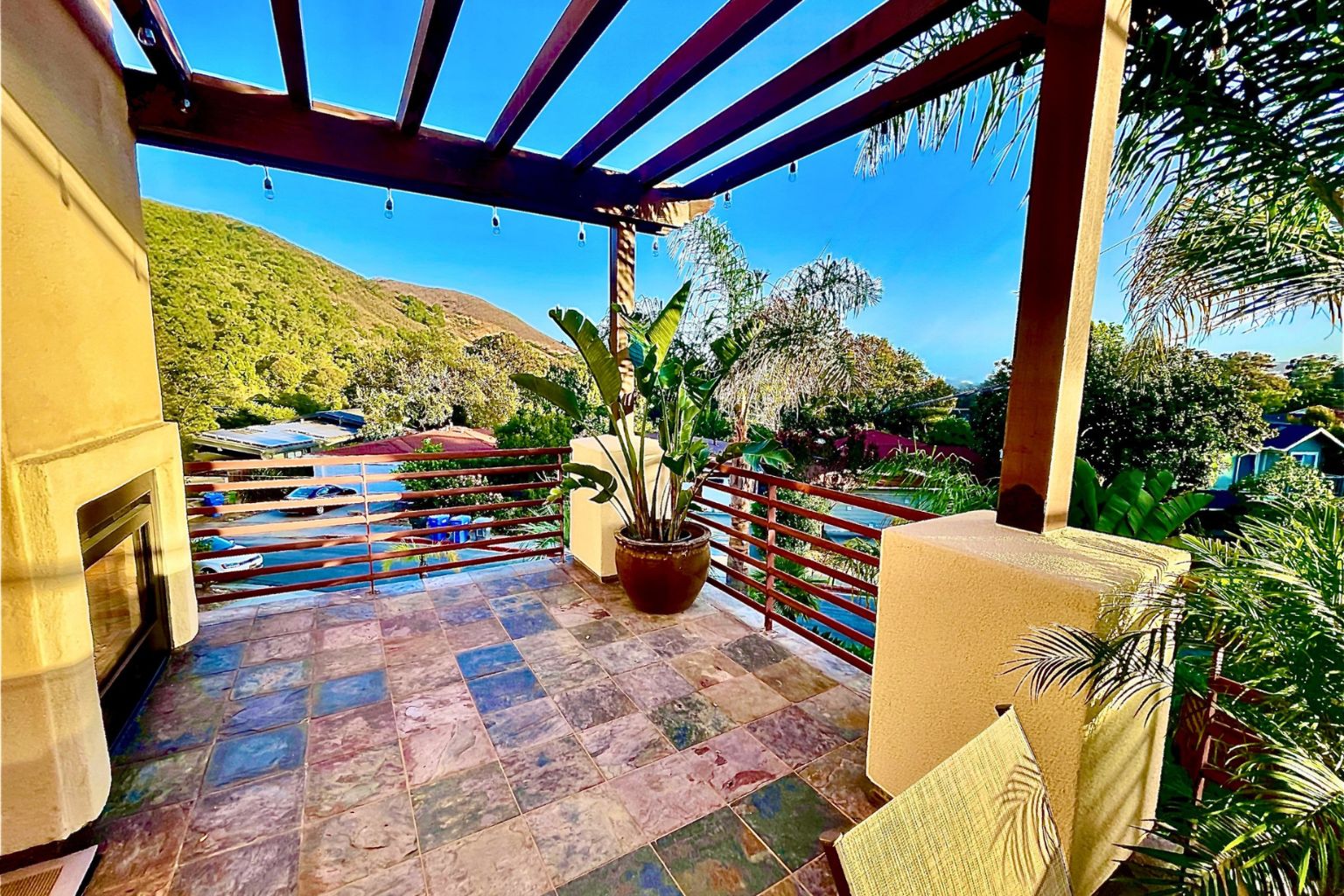 Interior detail of 2176 Santa Ynez Avenue showcasing custom woodwork, natural materials, and architectural craftsmanship