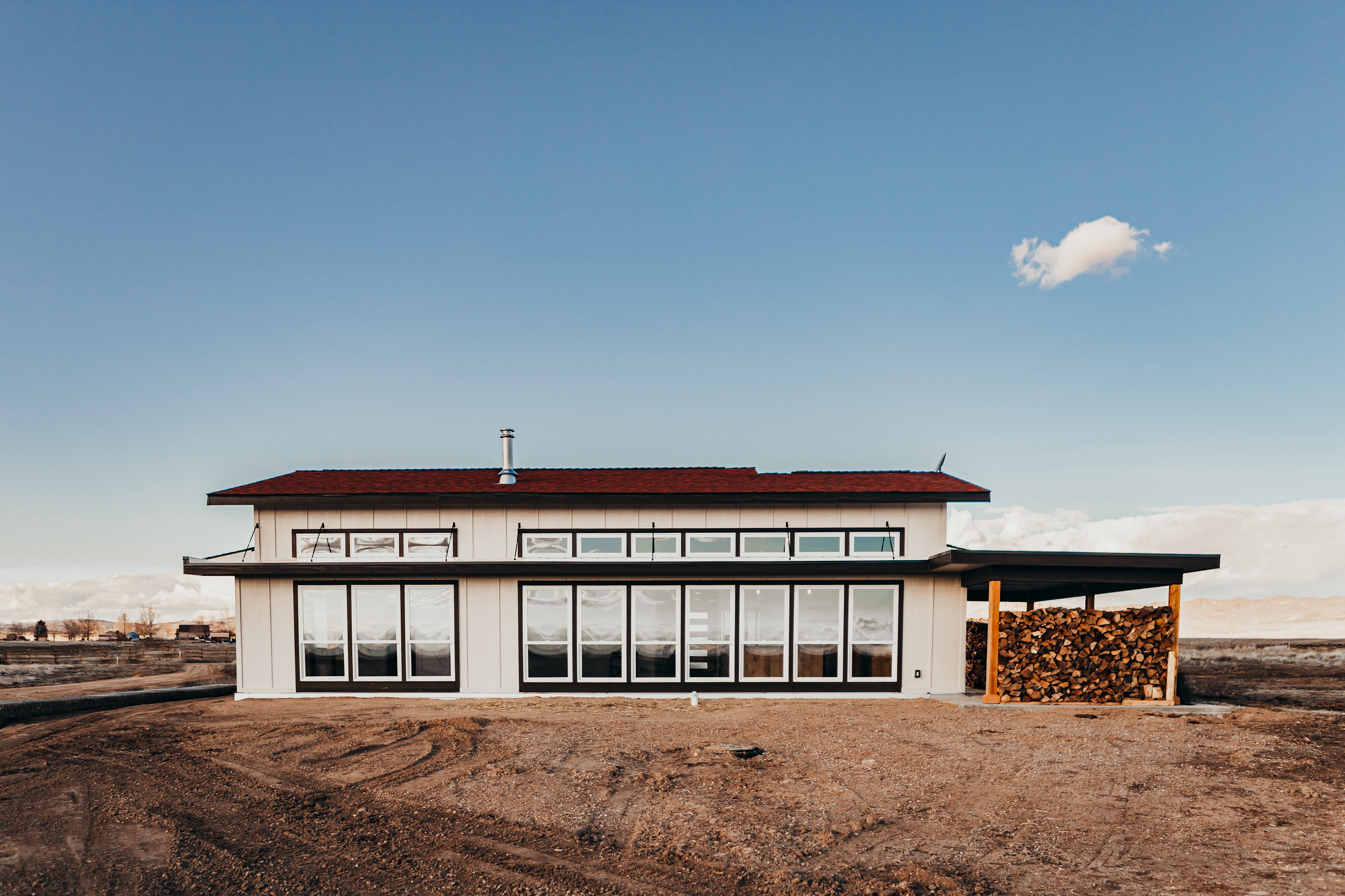 Healthy straw bale home interior with natural materials and clean indoor air environment