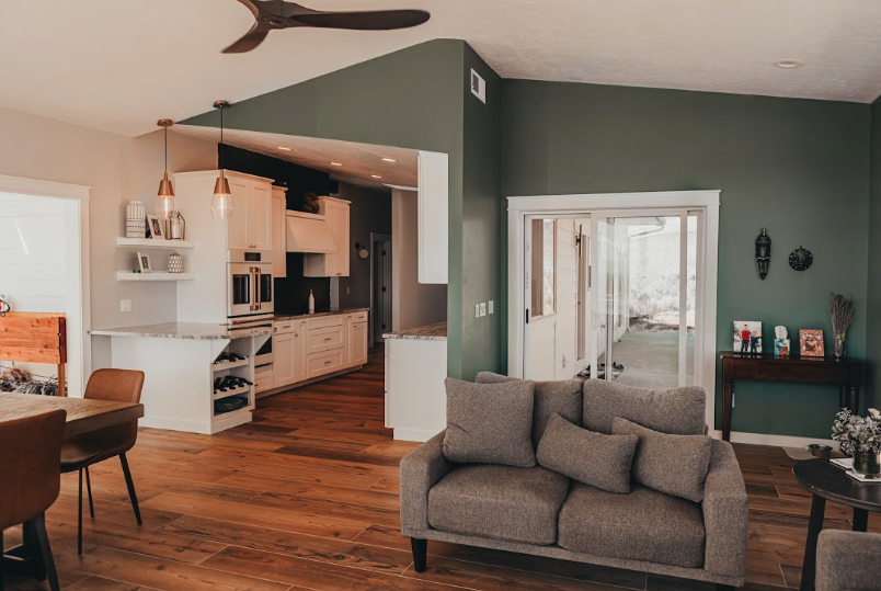  Living area of high-performance straw bale home in Boise Valley built for long-term value