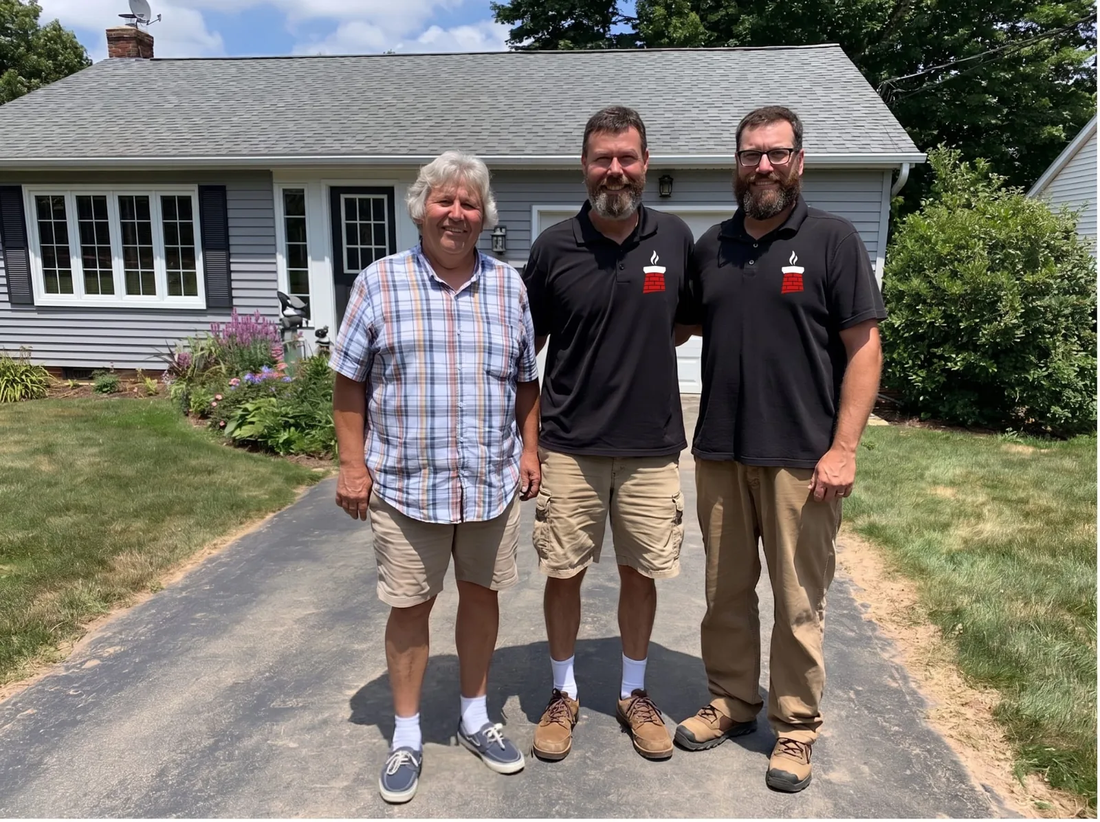 Chimney Force crew standing in front of service van