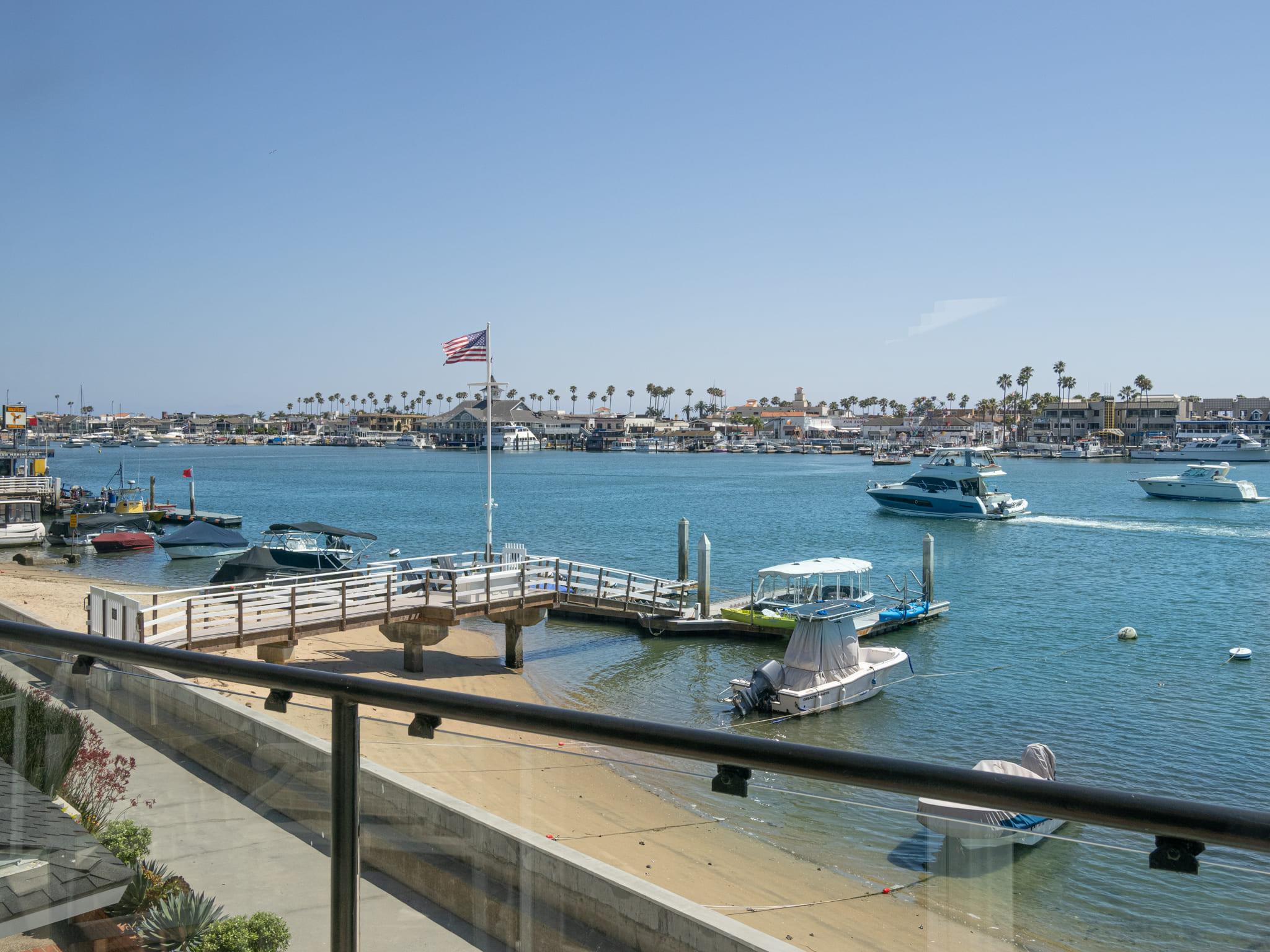 Bay front outdoor lounge overlooking the harbor