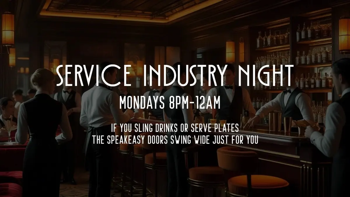 Kava Nirvana Speakeasy service industry night event graphic