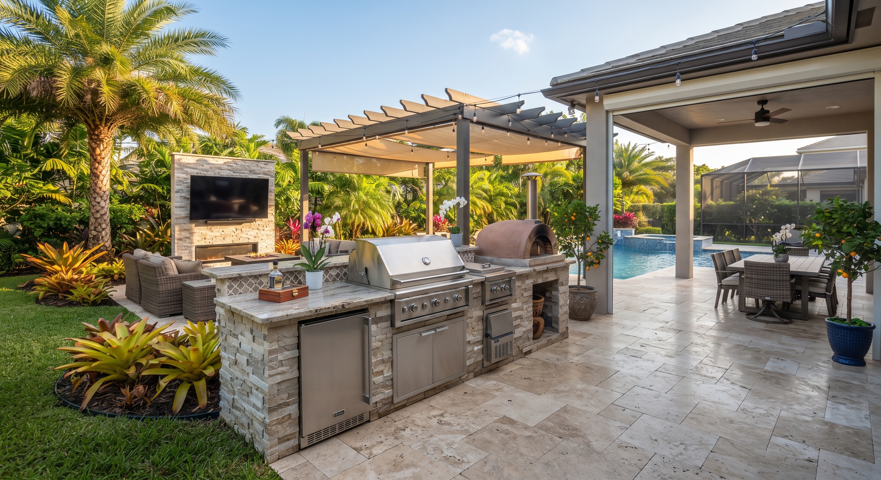 Completed outdoor kitchen — Parkland, FL