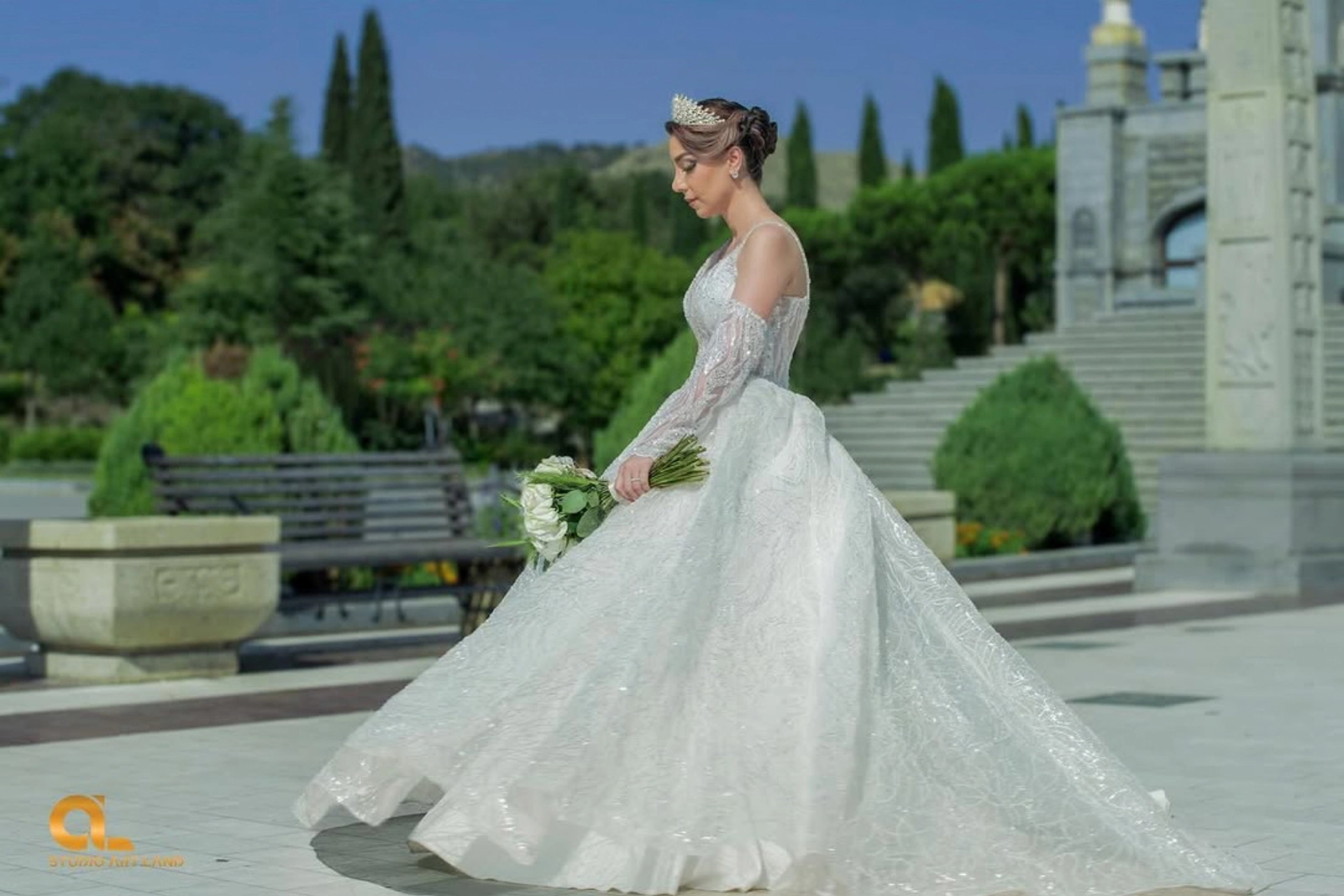 Full bridal portrait outdoors