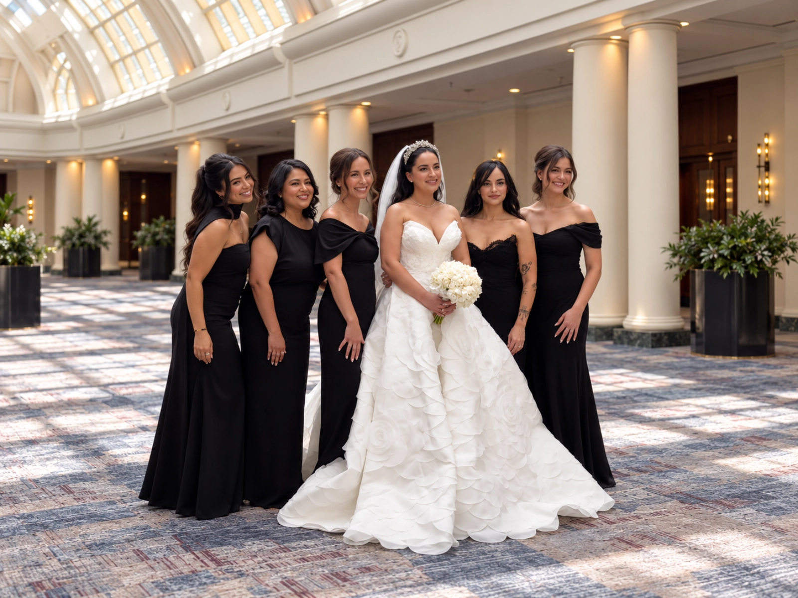 Bride with bridesmaids