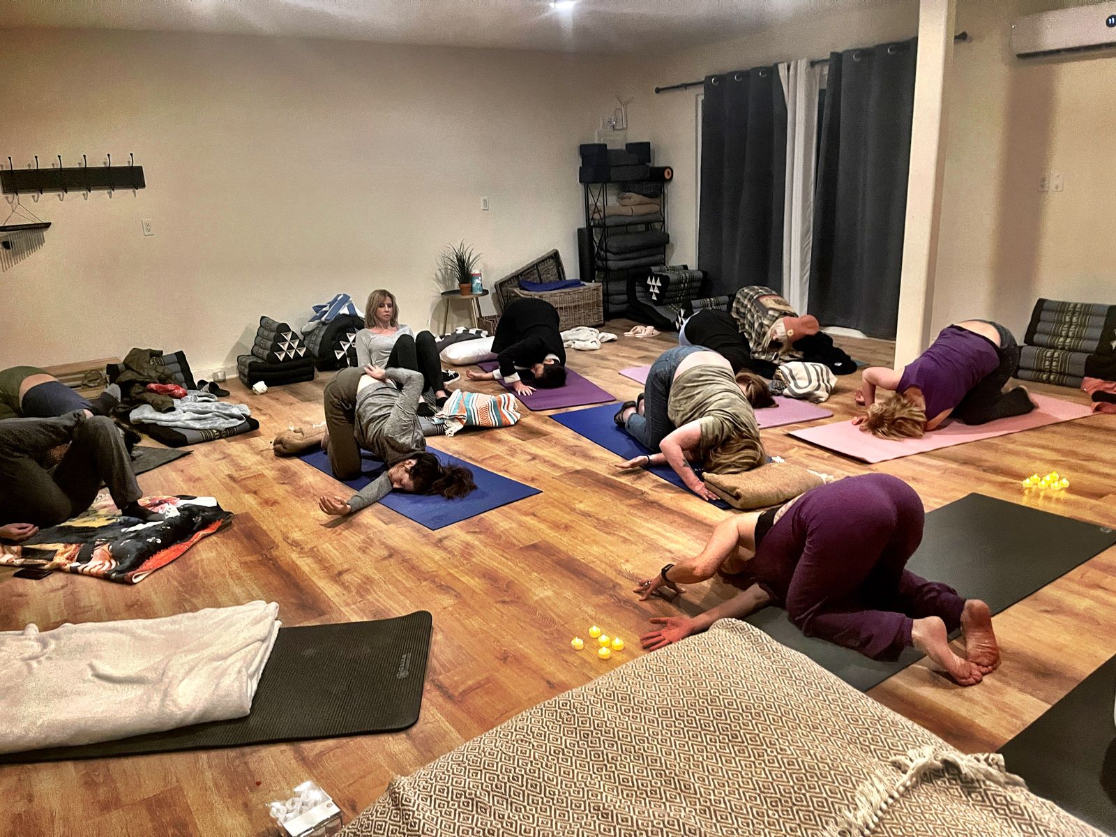 Restorative yoga in the studio
