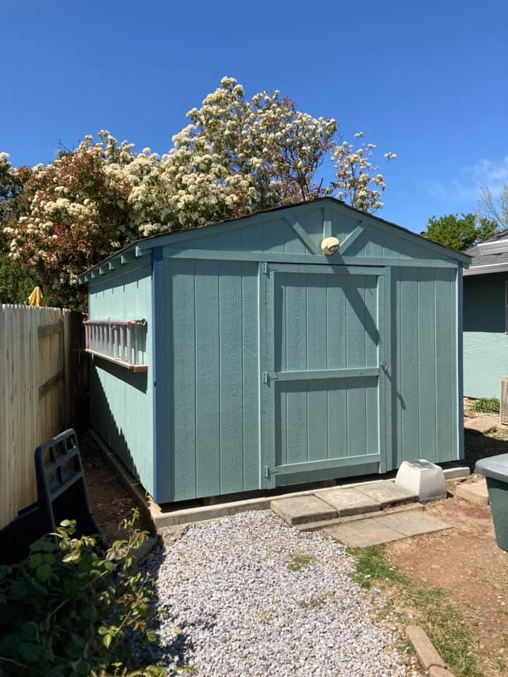 Painted outdoor shed