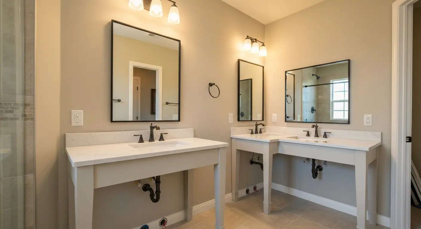 Dual bathroom vanity installation