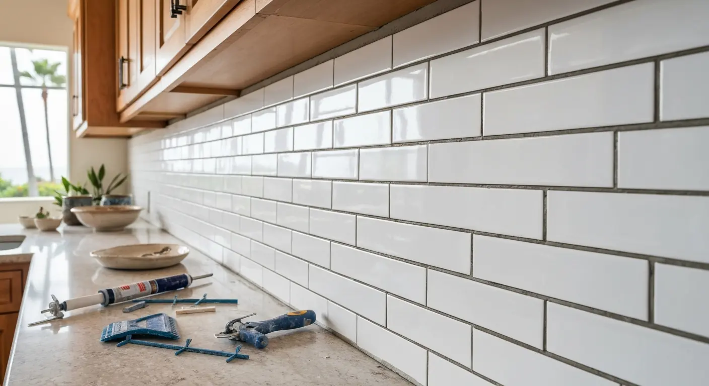Backsplash tile installation
