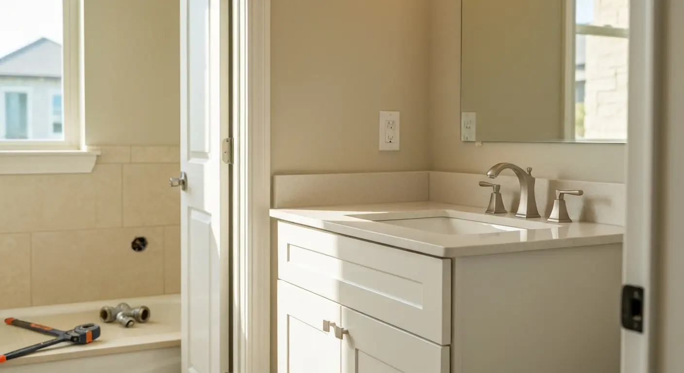 Single bathroom vanity installation