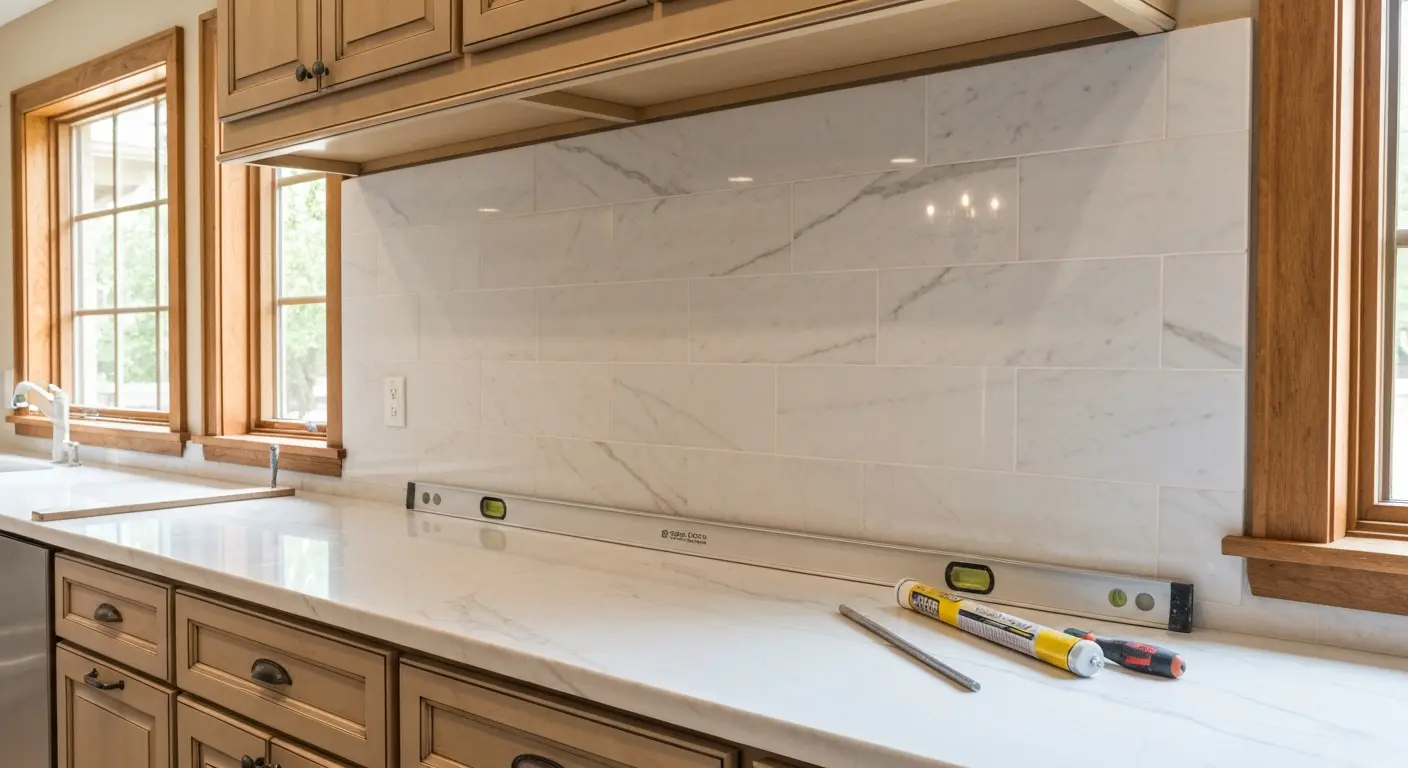 Natural stone backsplash