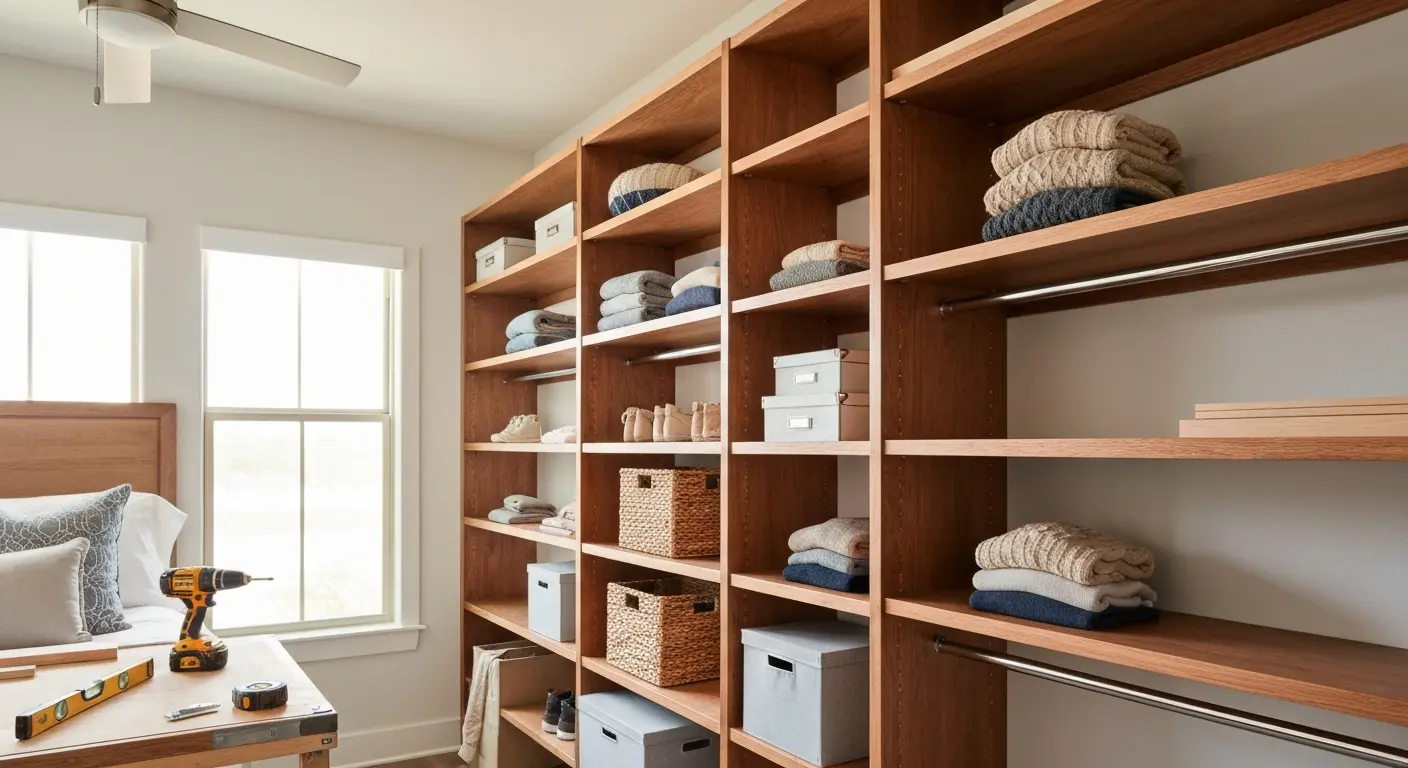 Bedroom closet shelving installation