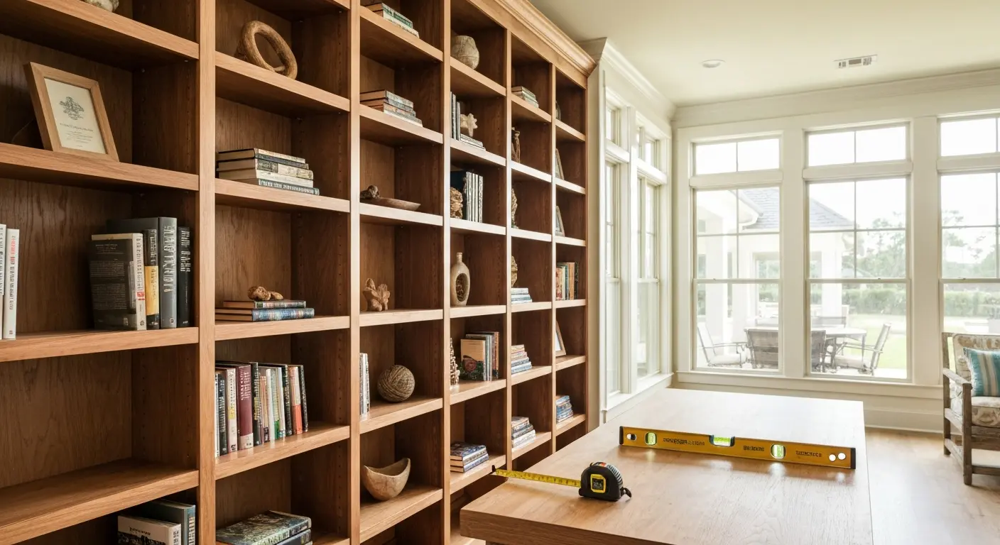 Custom built-in shelving installation