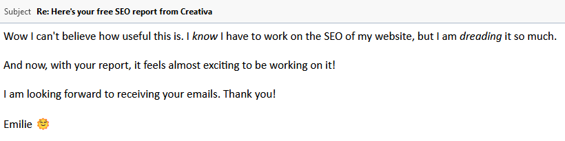 Client Review Of Free SEO Report