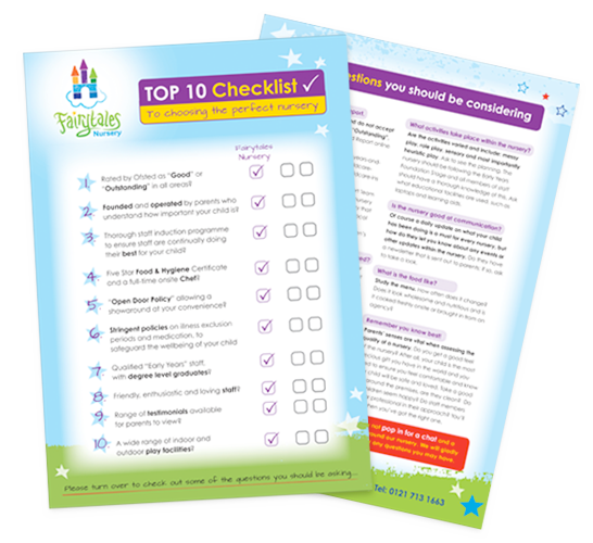 free top 10 checklist from Fairytales Nursery