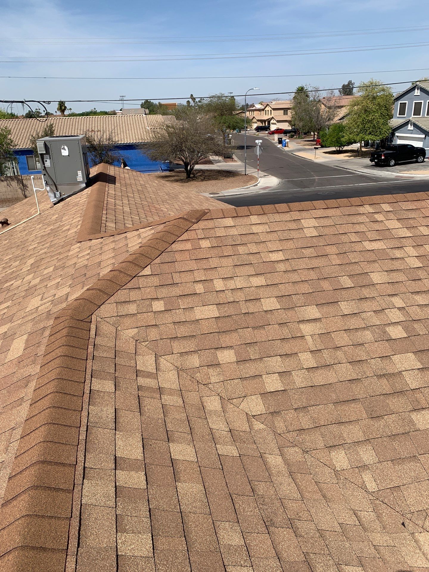 New asphalt shingle roof on a home