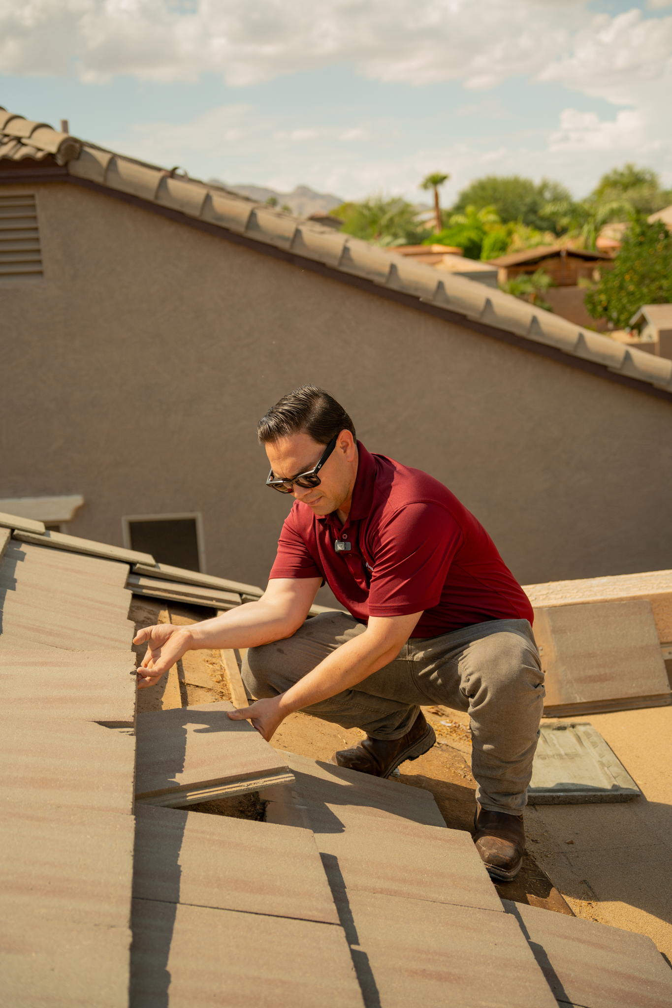 Vizcom installing new tile roofing system