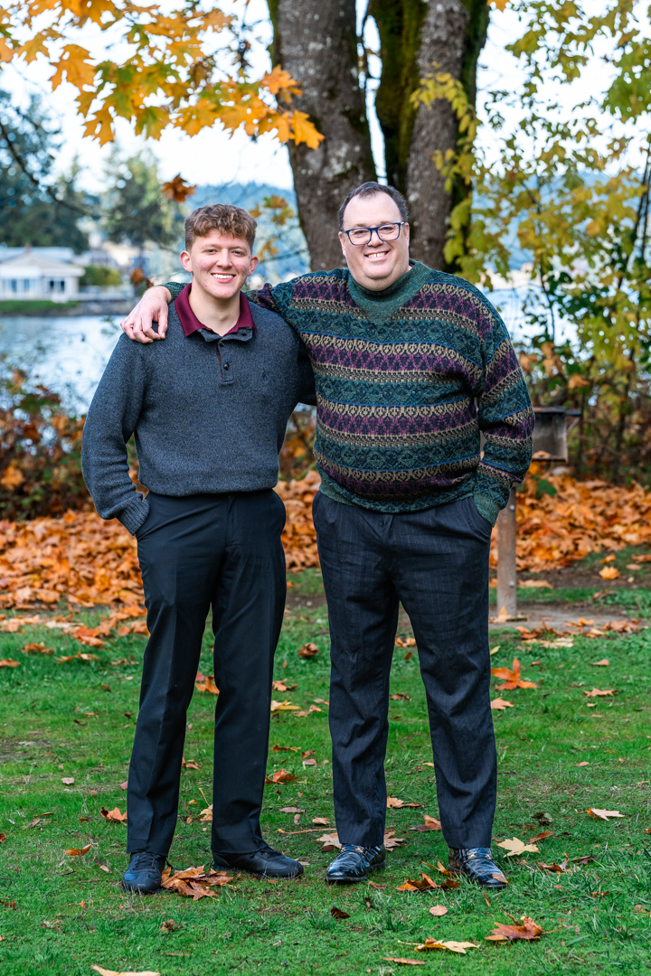 Father and son at Manchester State Park in fall