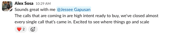 Client testimonial screenshot