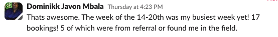 Client testimonial screenshot