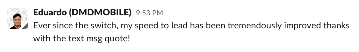 Client testimonial screenshot