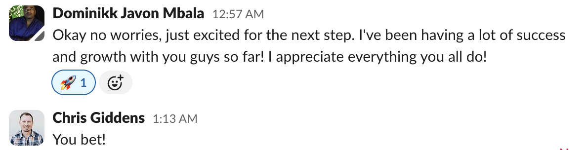 Client testimonial screenshot