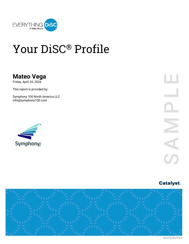 Sample Everything DiSC® on Catalyst™ profile cover, provided by Symphony 100