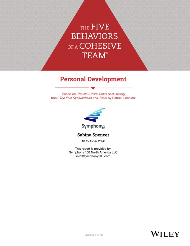 The Five Behaviors Personal Development assessment and profile