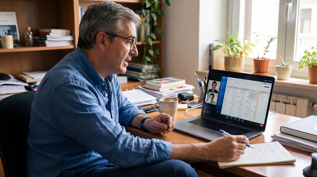 Sesión 1 a 1 con el consultor en videollamada con la plataforma 360 compartida en pantalla