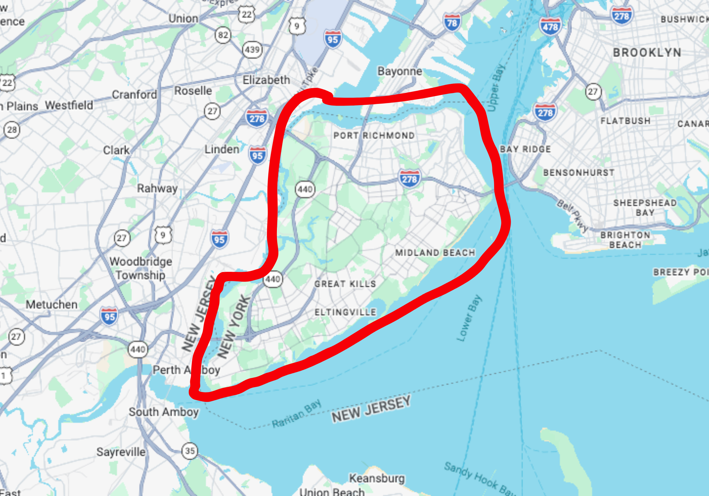 Summit Junk Removal Staten Island service area map